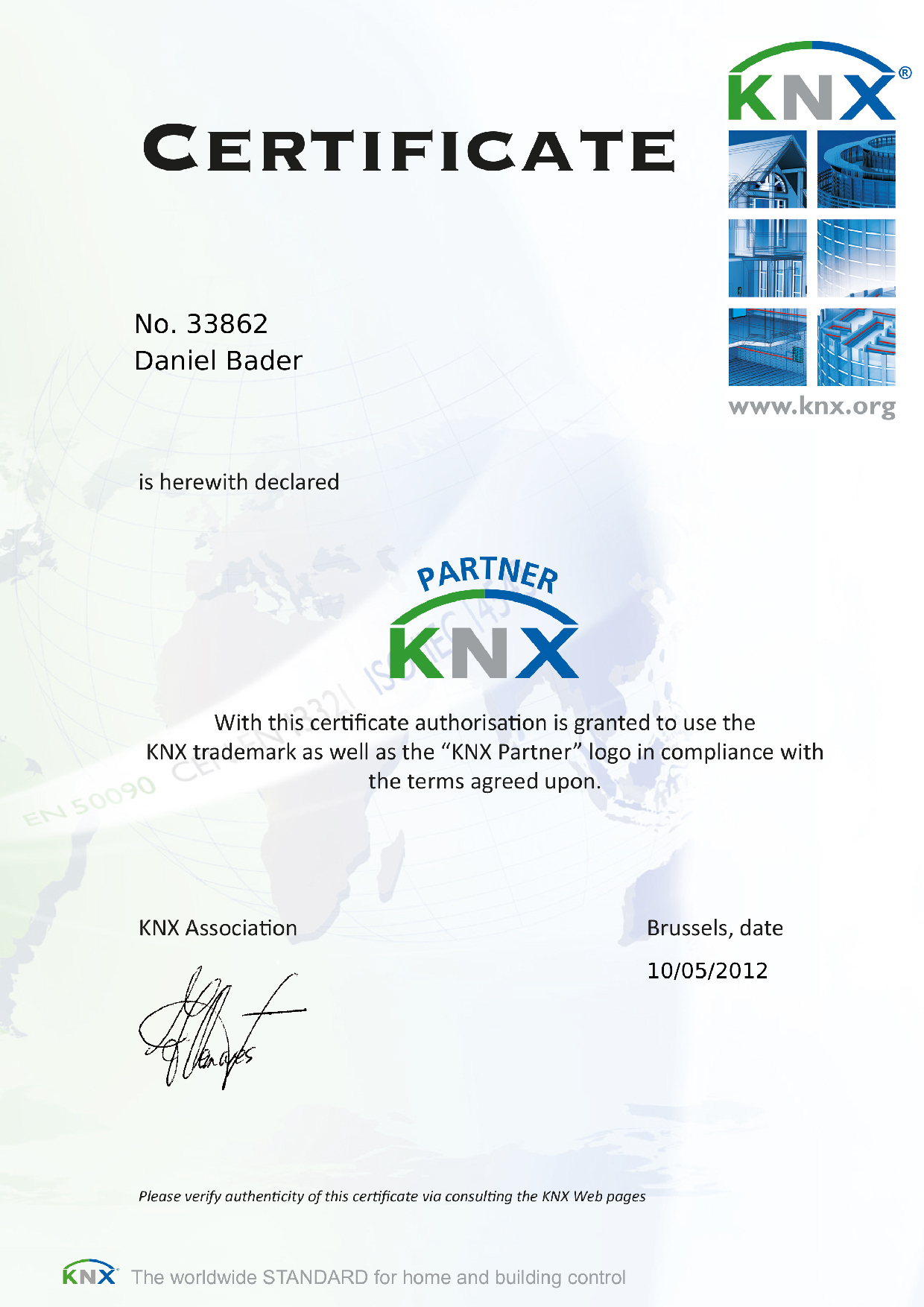 KNX Partnerzertifikat Daniel Bader